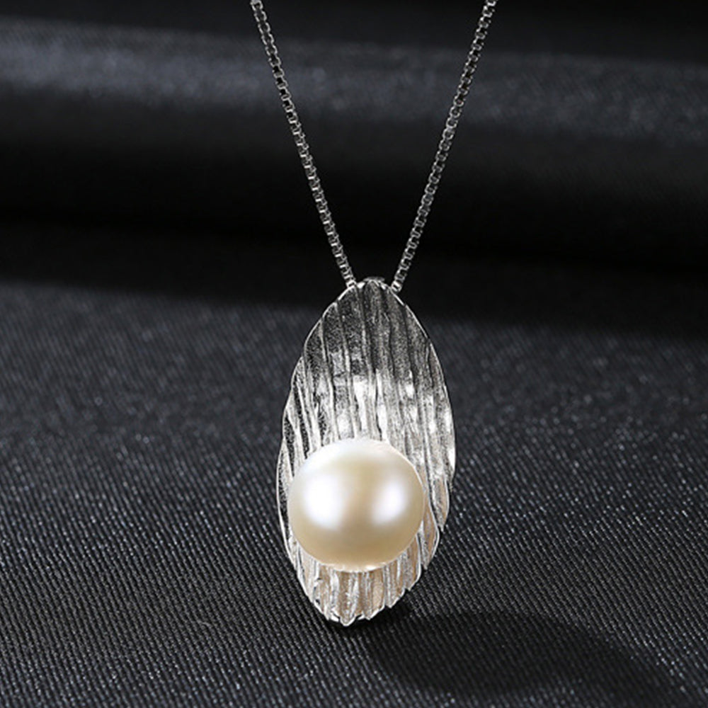925 Sterling Silver Natural Pearl Drop Necklace Fashion Jewelry Gift for Women Girls