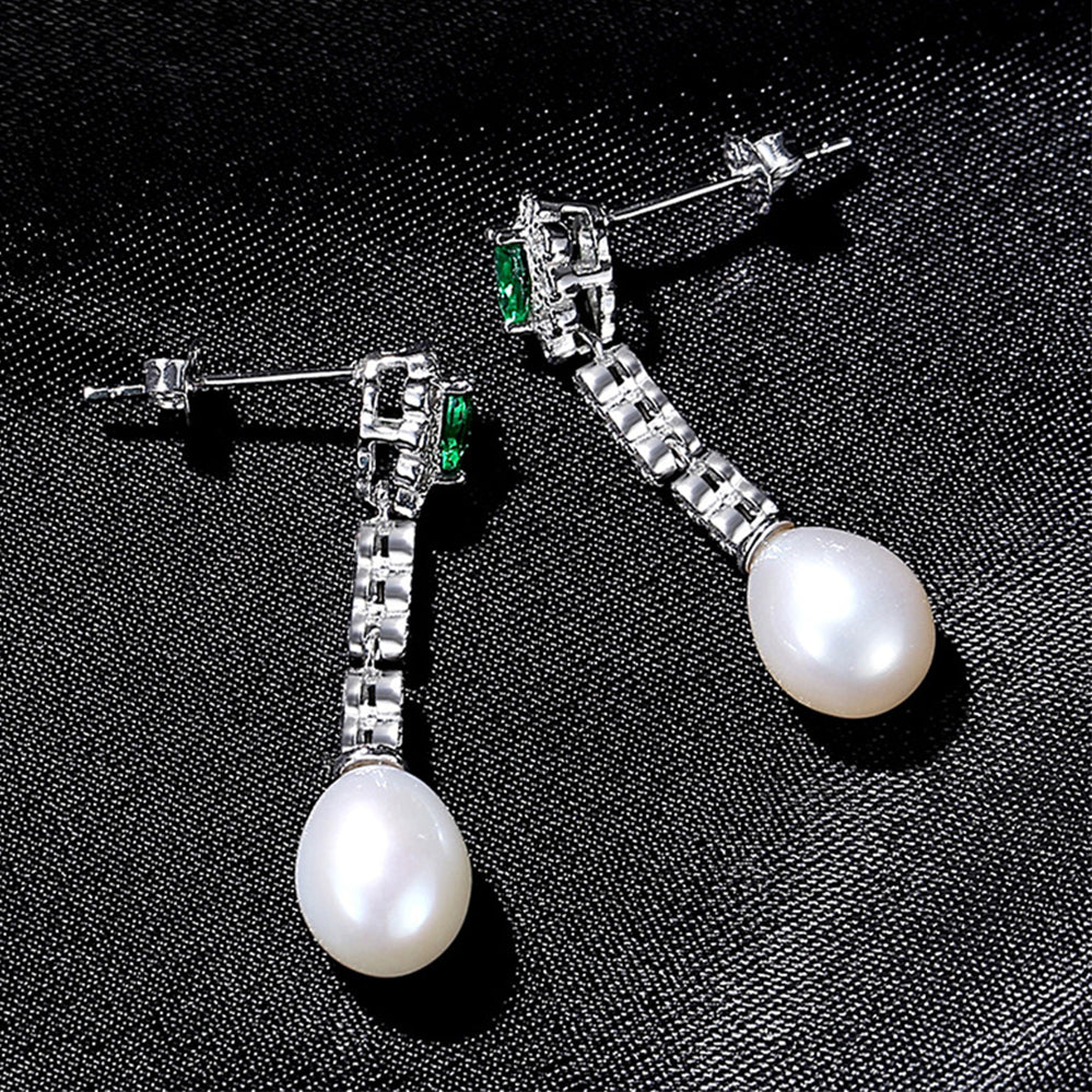 925 Sterling Silver Natural Pearl Drop Earrings Fashion Jewelry Gift for Women Girls