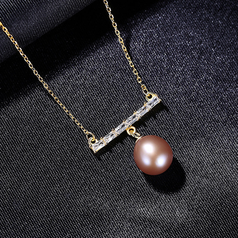 925 Sterling Silver Natural Pearl Drop Necklace Fashion Jewelry Gift for Women Girls