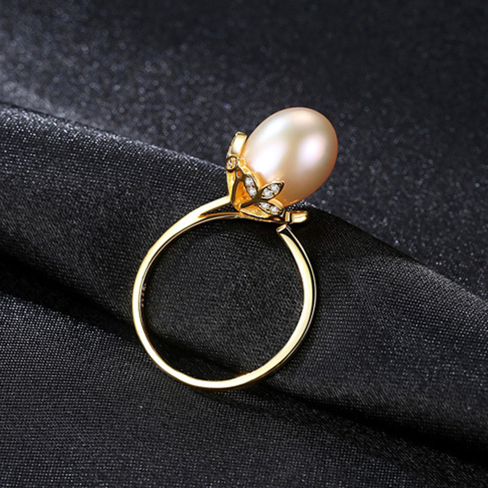Anillo de perla natural de plata de ley 925, joyería de moda, regalo para mujeres y niñas.
