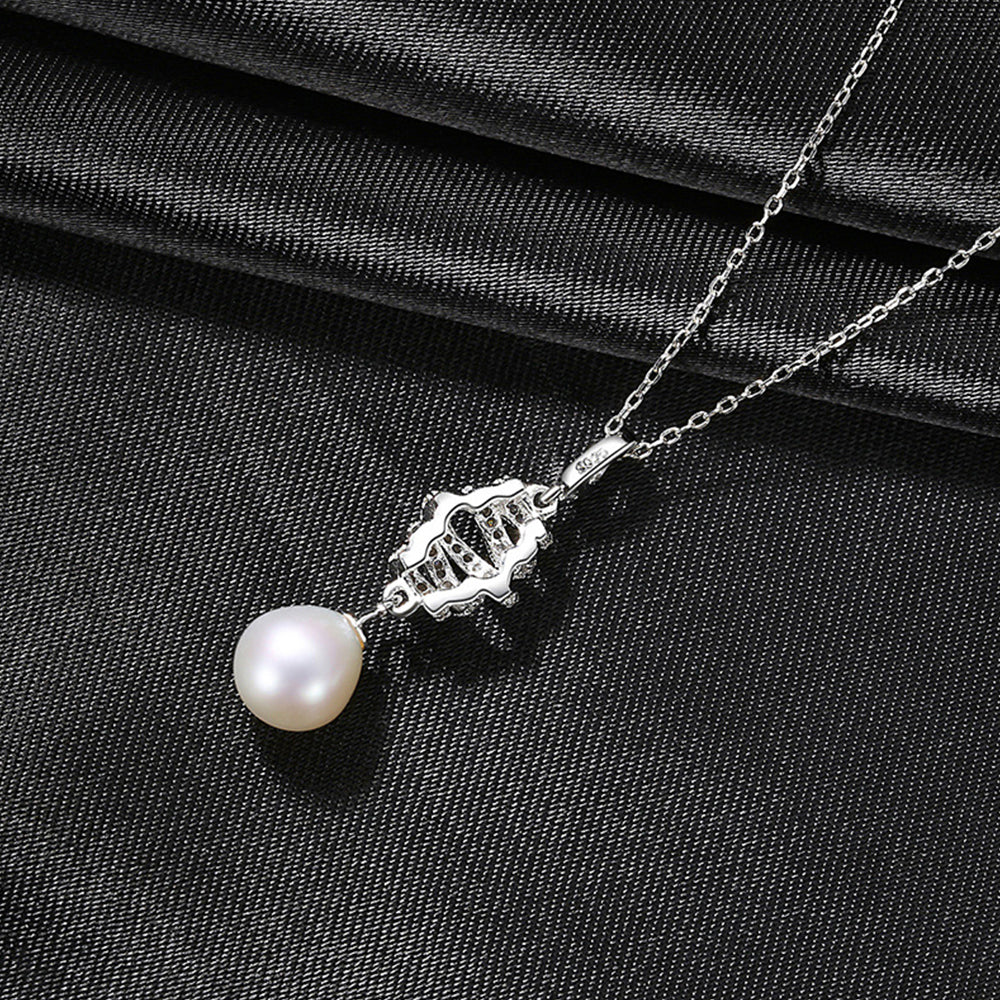 925 Sterling Silver Natural Pearl Drop Necklace Fashion Jewelry Gift for Women Girls