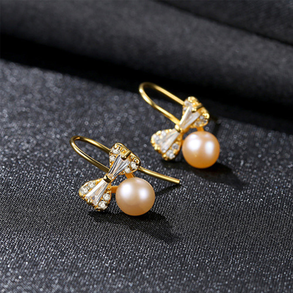 925 Sterling Silver Natural Pearl Drop Earrings Fashion Jewelry Gift for Women Girls
