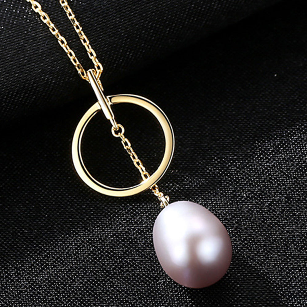 925 Sterling Silver Natural Pearl Drop Necklace Fashion Jewelry Gift for Women Girls