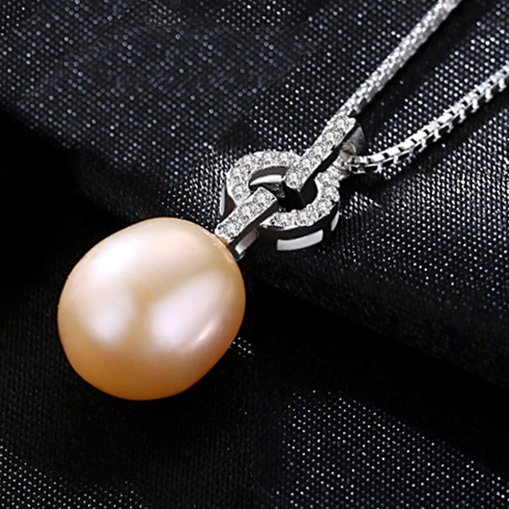925 Sterling Silver Natural Pearl Drop Necklace Fashion Jewelry Gift for Women Girls