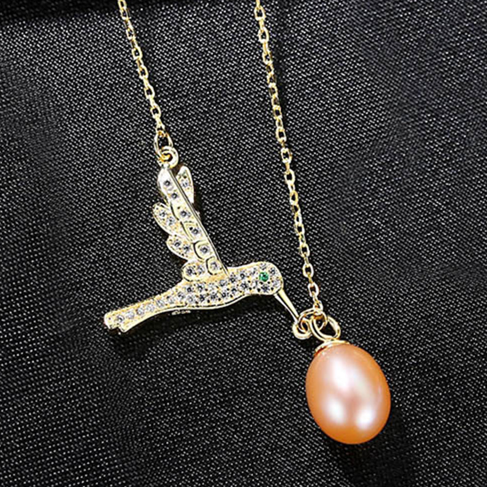 925 Sterling Silver Natural Pearl Drop Necklace Fashion Jewelry Gift for Women Girls