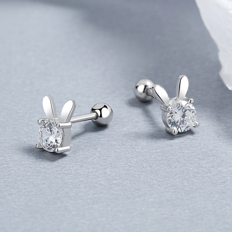 925 Sterling Silver Zircon Screw Back Stud Earrings
