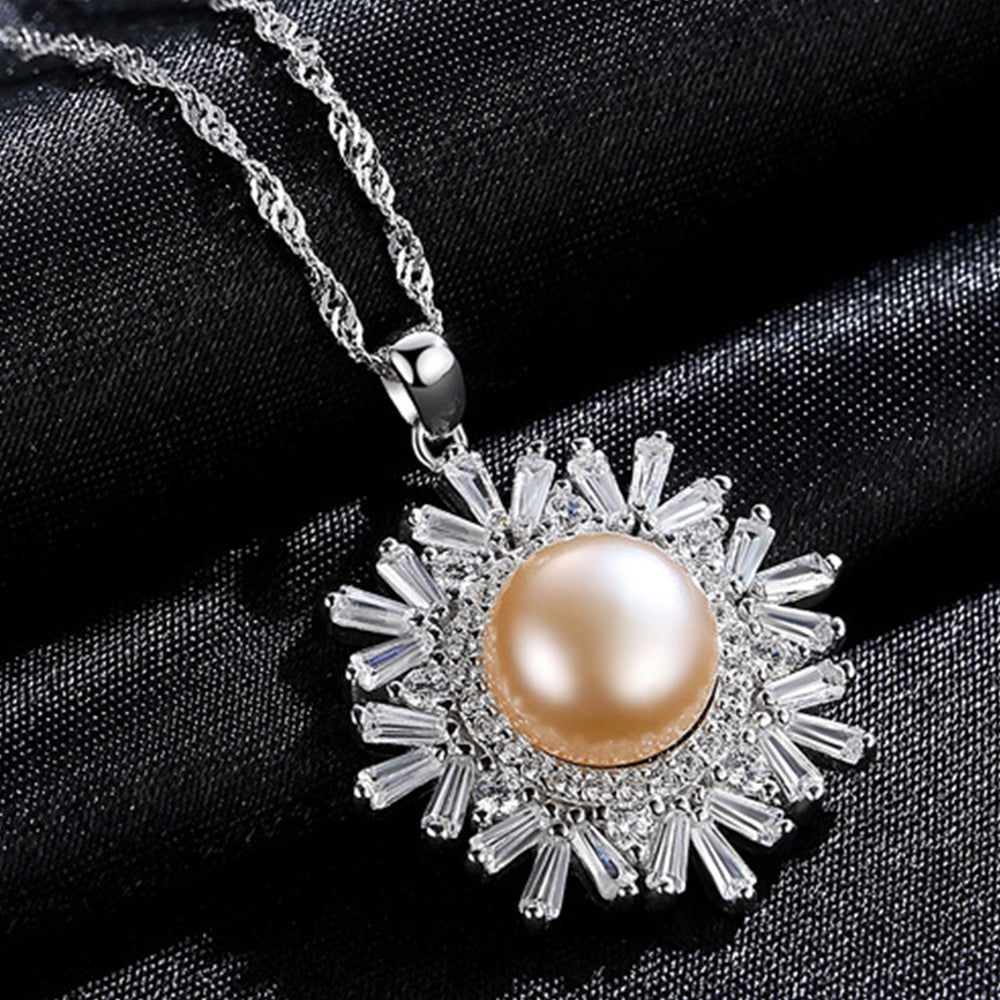 925 Sterling Silver Natural Pearl Drop Necklace Fashion Jewelry Gift for Women Girls