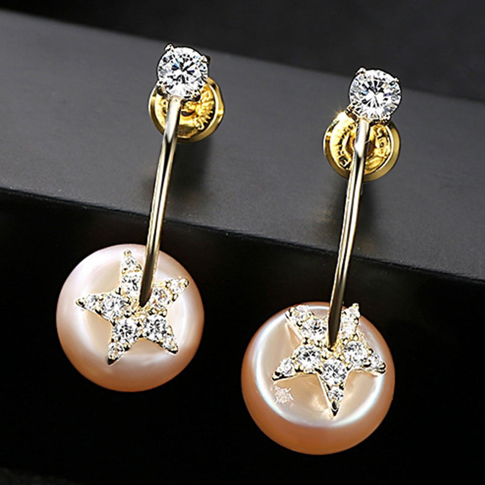 925 Sterling Silver Natural Pearl Long Drop Earrings Fashion Jewelry Gift for Women Girls