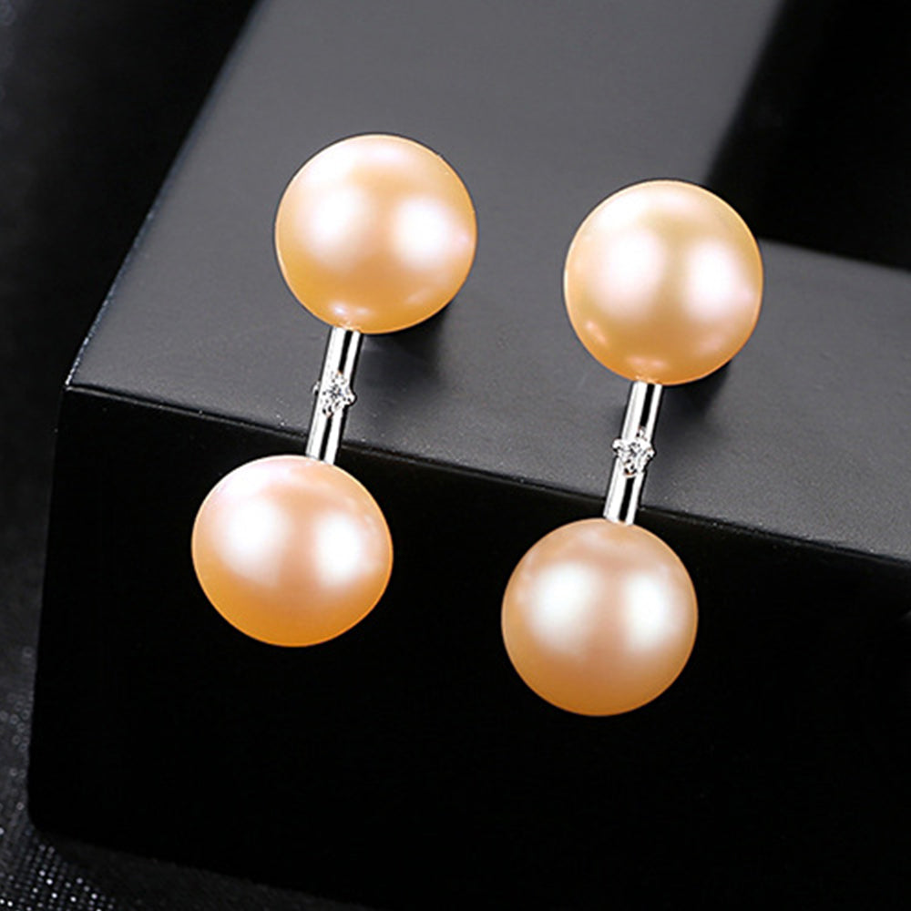 925 Sterling Silver Natural Pearl Long Drop Earrings Fashion Jewelry Gift for Women Girls