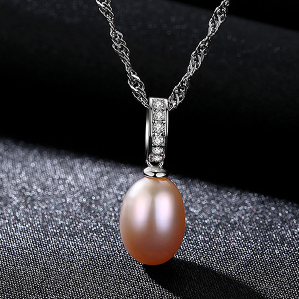 925 Sterling Silver Natural Pearl Drop Necklace Fashion Jewelry Gift for Women Girls