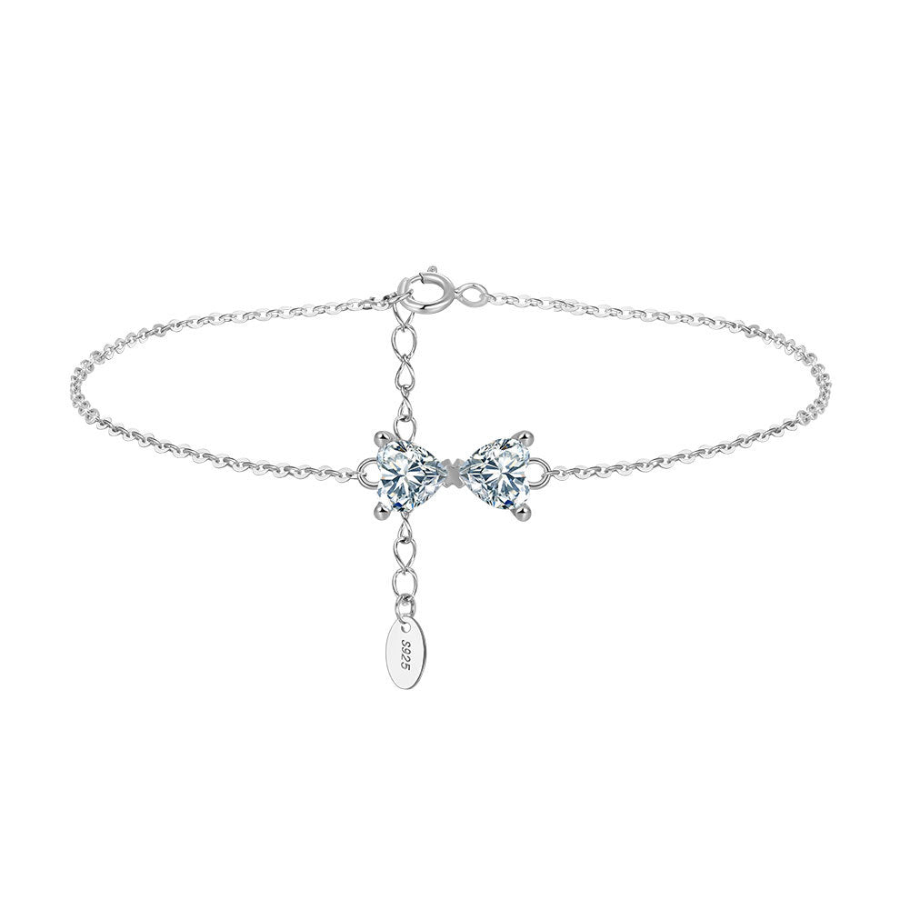 925 Sterling Silver Heart Zircon Bracelet