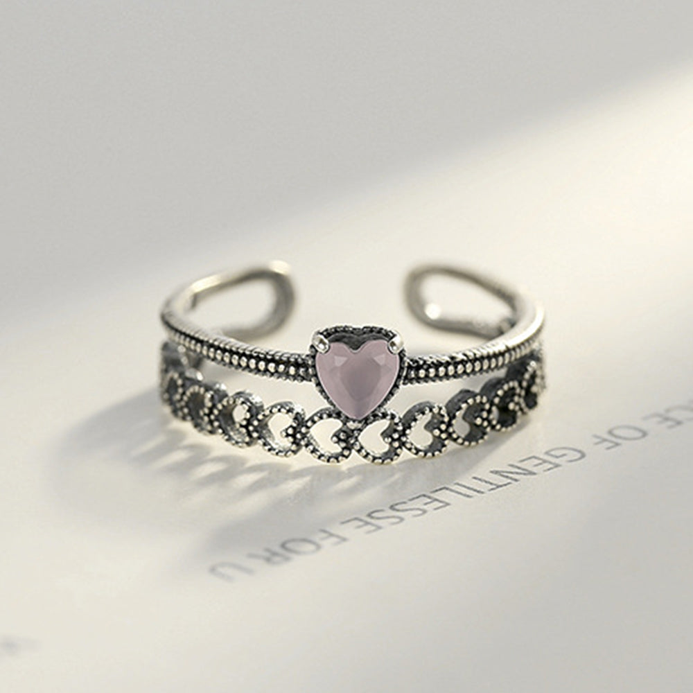 925 Sterling Silver Heart Ring Fashion Jewelry Gift for Women Girls