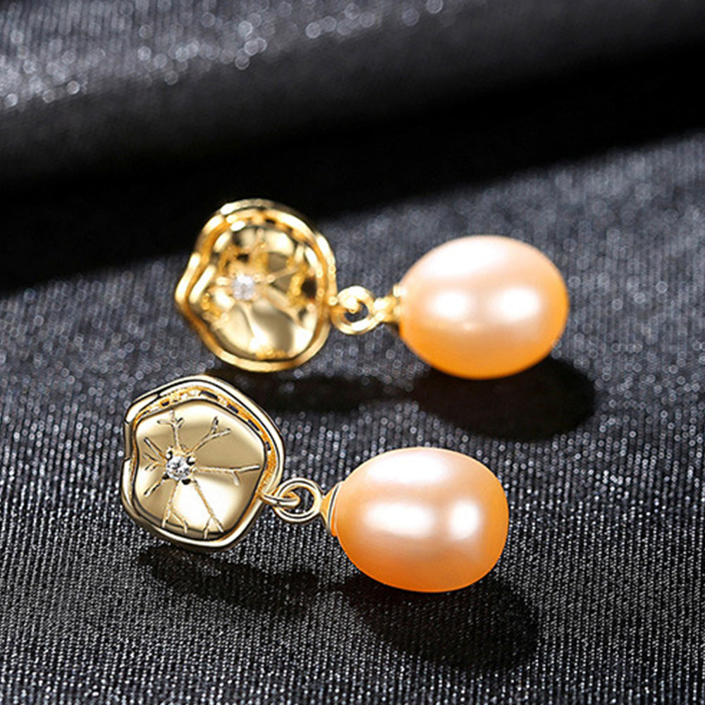 925 Sterling Silver Natural Pearl Drop Earrings Fashion Jewelry Gift for Women Girls