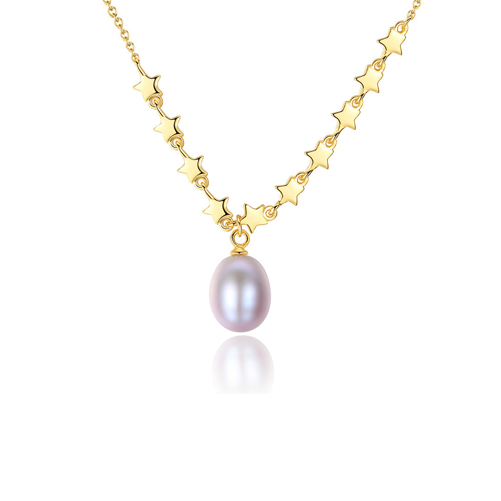 925 Sterling Silver Natural Pearl Drop Necklace Fashion Jewelry Gift for Women Girls