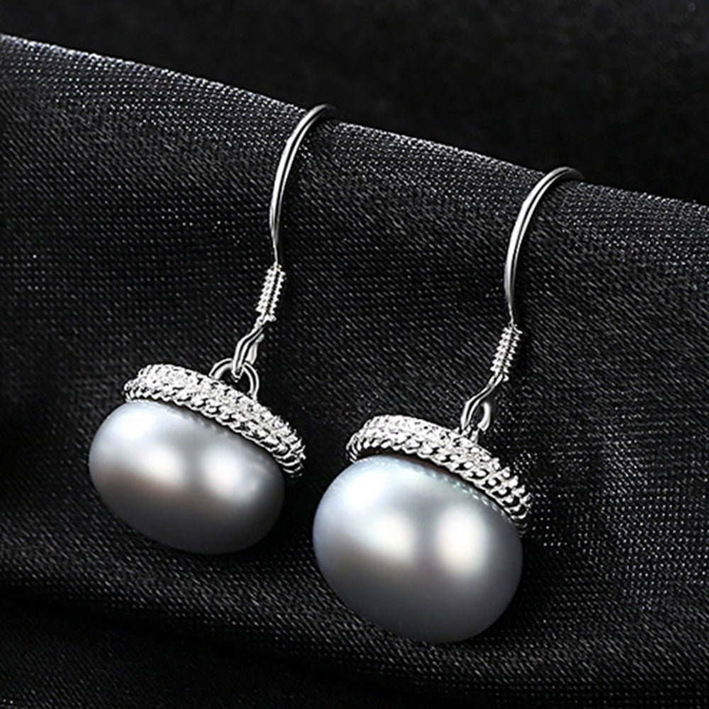 925 Sterling Silver Natural Pearl Drop Earrings Fashion Jewelry Gift for Women Girls
