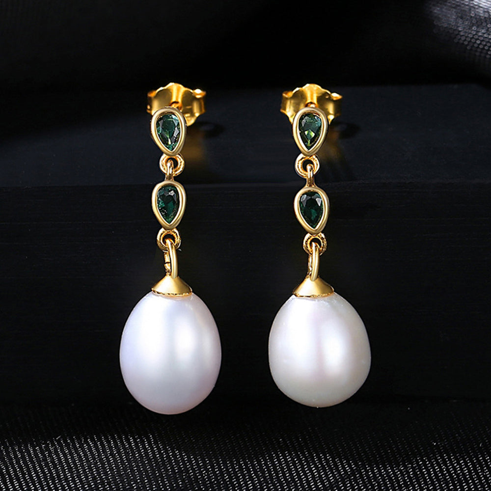 Pendientes colgantes de perla natural de plata de ley 925, joyería de moda, regalo para mujeres y niñas.