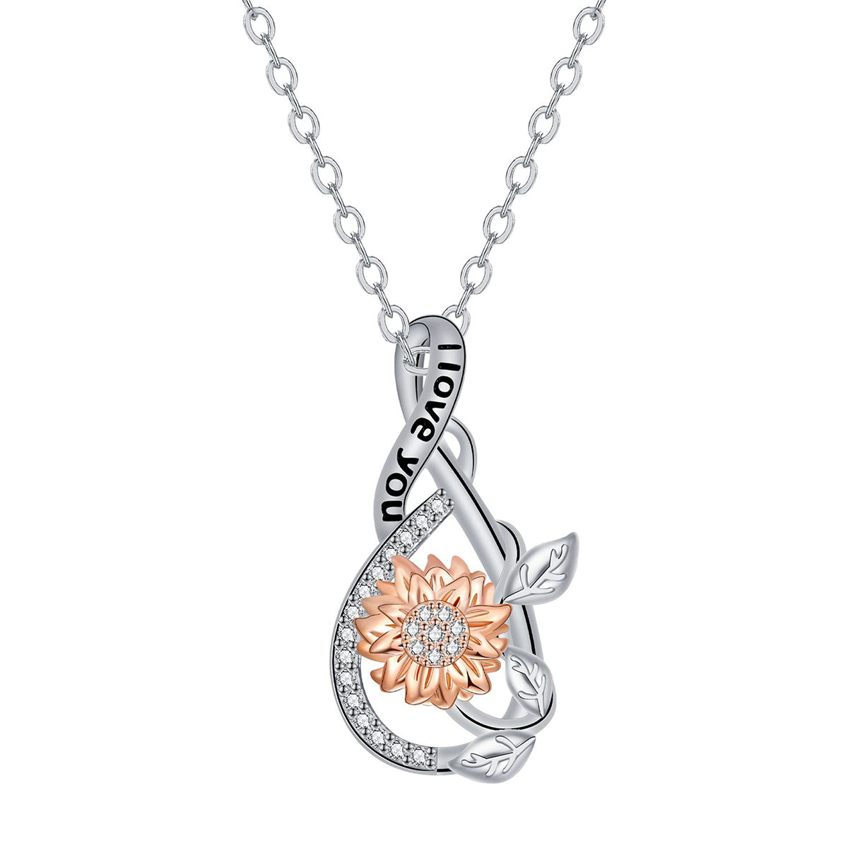 Copper With Silver/Rosegold Plated Flower Pendant Necklace
