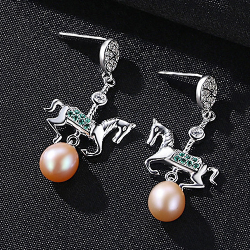 Pendientes largos de perla natural en plata de ley 925, joyería de moda, regalo para mujeres y niñas.