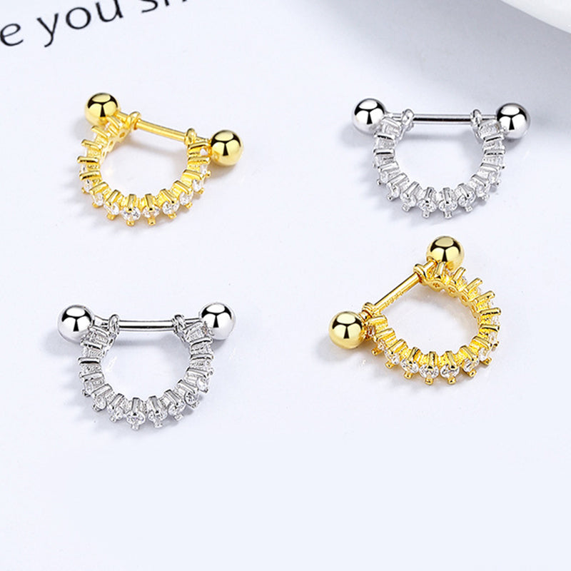 925 Sterling Silver U Screw Back Stud Earrings