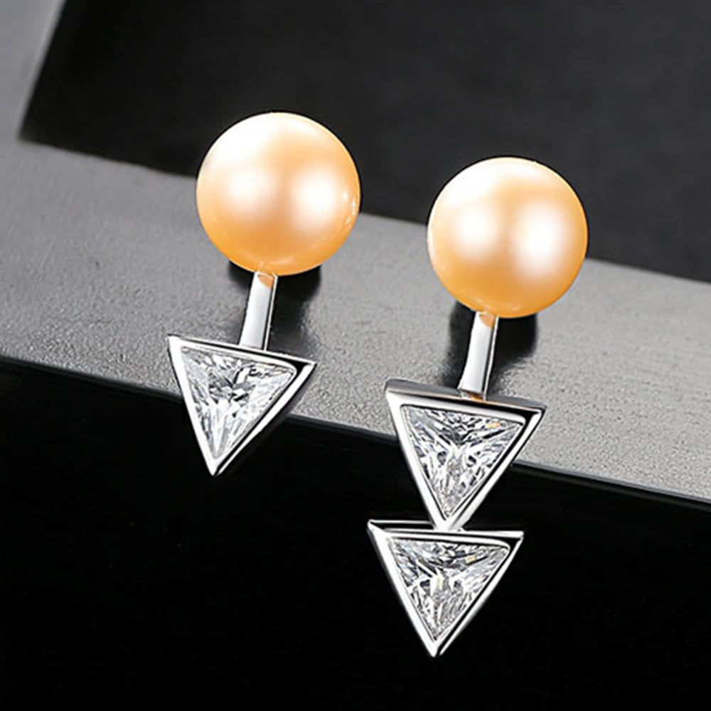 925 Sterling Silver Natural Pearl Long Drop Earrings Fashion Jewelry Gift for Women Girls