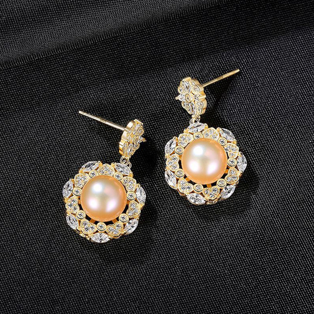 Pendientes colgantes de perla natural de plata de ley 925, joyería de moda, regalo para mujeres y niñas.