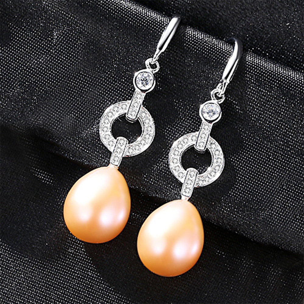 925 Sterling Silver Natural Pearl Drop Hook Earrings Fashion Jewelry Gift for Women Girls