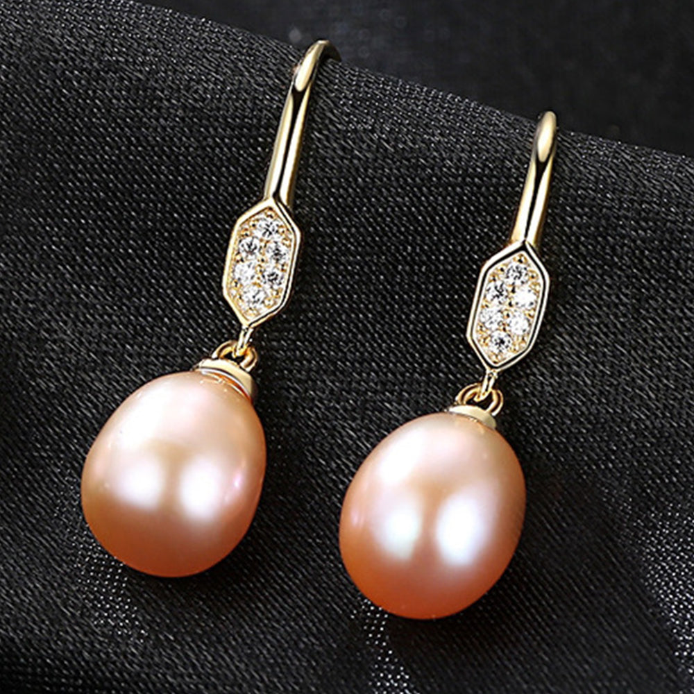 Pendientes colgantes de perla natural de plata de ley 925, joyería de moda, regalo para mujeres y niñas.