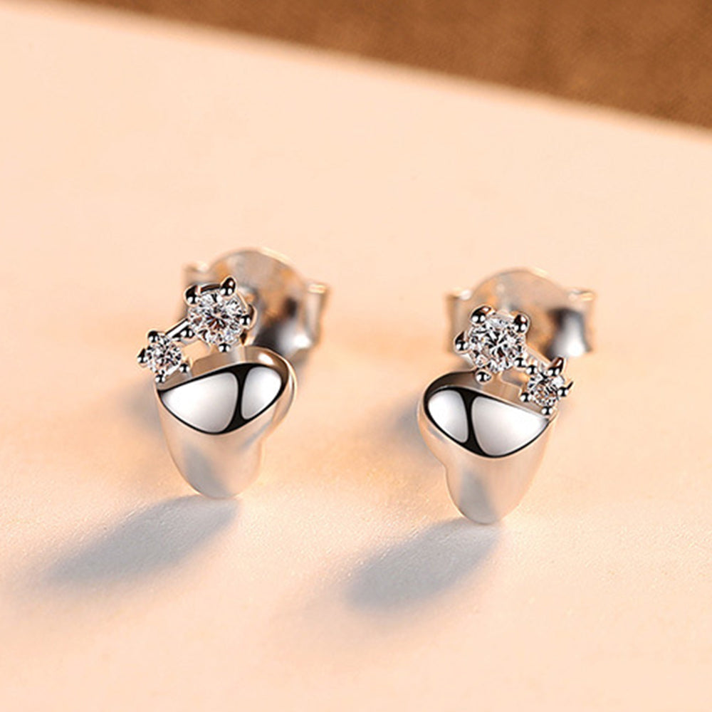 925 Sterling Silver Heart Earrings Fashion Jewelry Gift for Women Girls