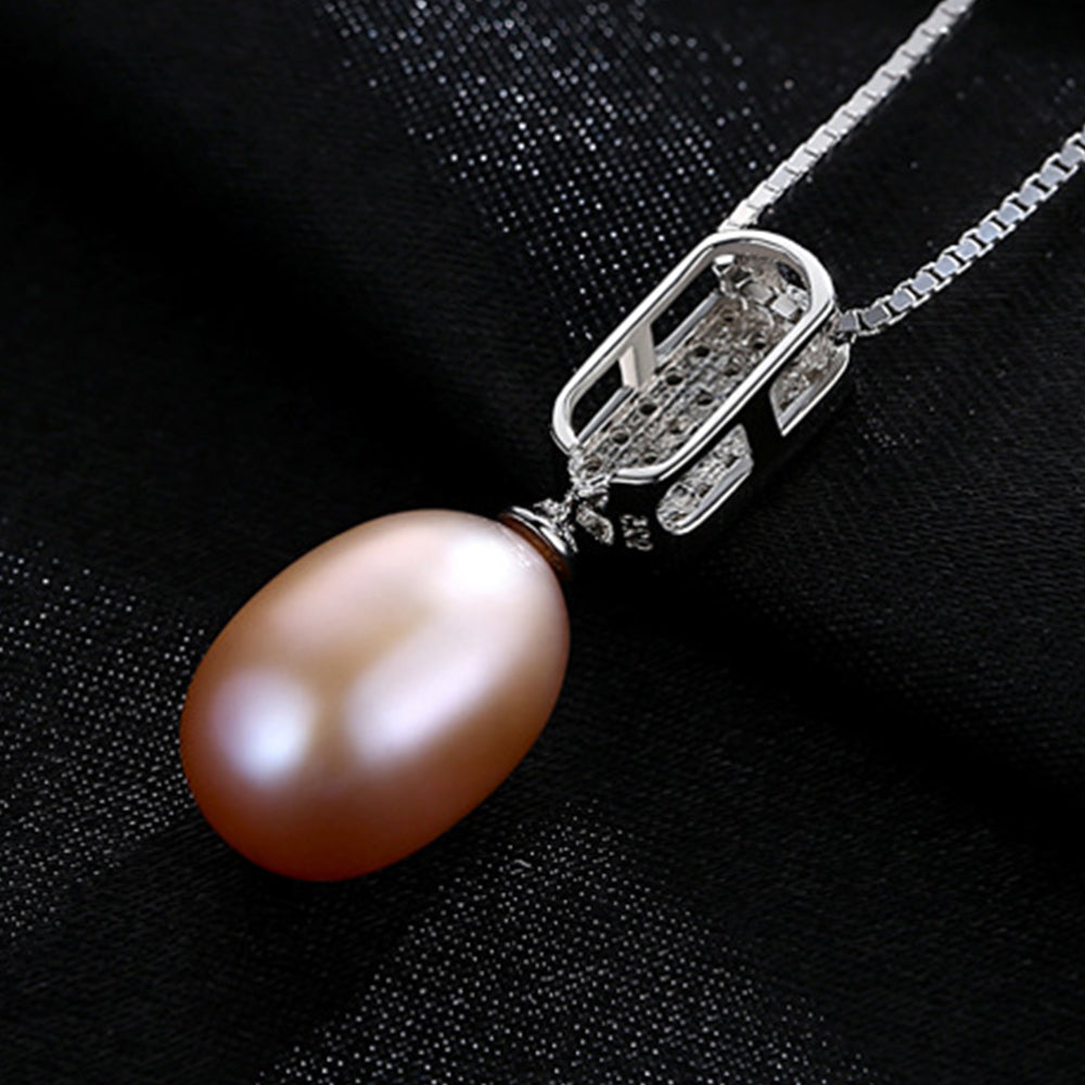 925 Sterling Silver Natural Pearl Drop Necklace Fashion Jewelry Gift for Women Girls