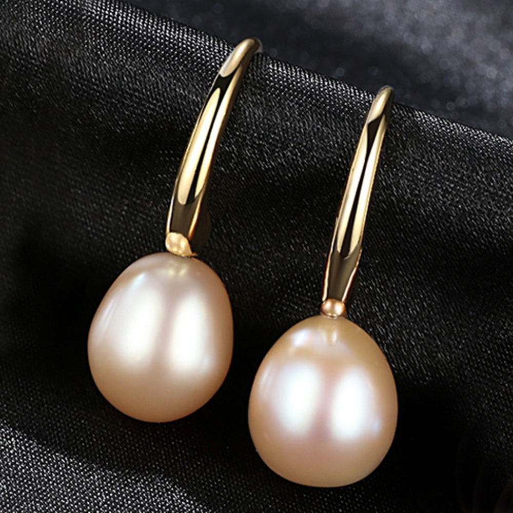 925 Sterling Silver Natural Pearl Drop Earrings Fashion Jewelry Gift for Women Girls