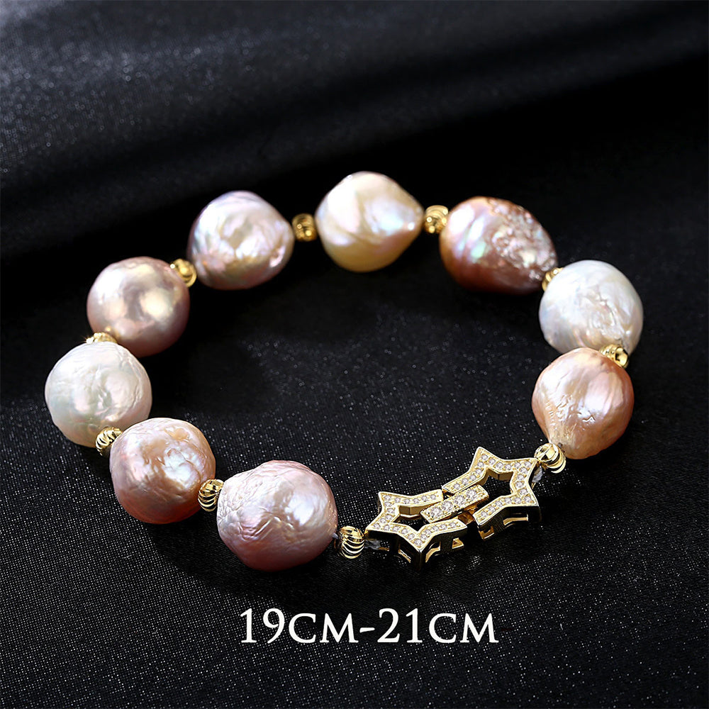 925 Sterling Silver Natural Pearl Bracelet Fashion Jewelry Gift for Women Girls