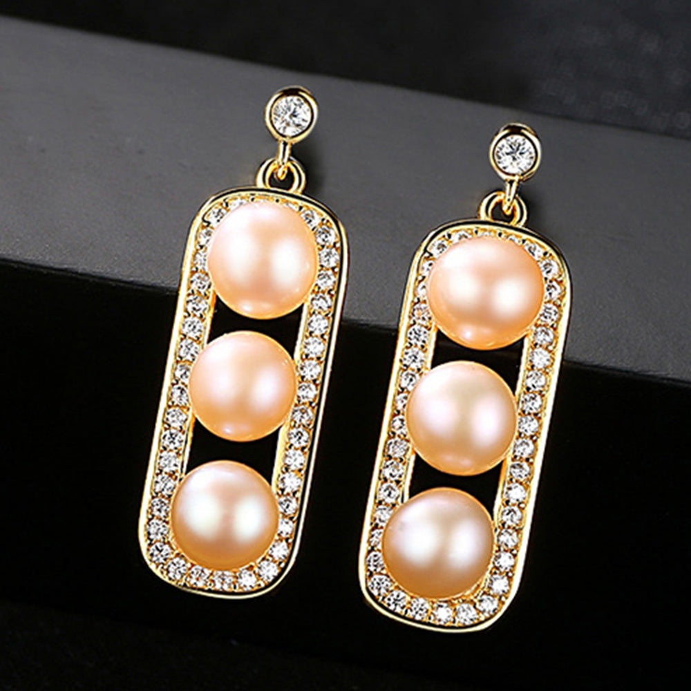 925 Sterling Silver Natural Pearl Drop Earrings Fashion Jewelry Gift for Women Girls