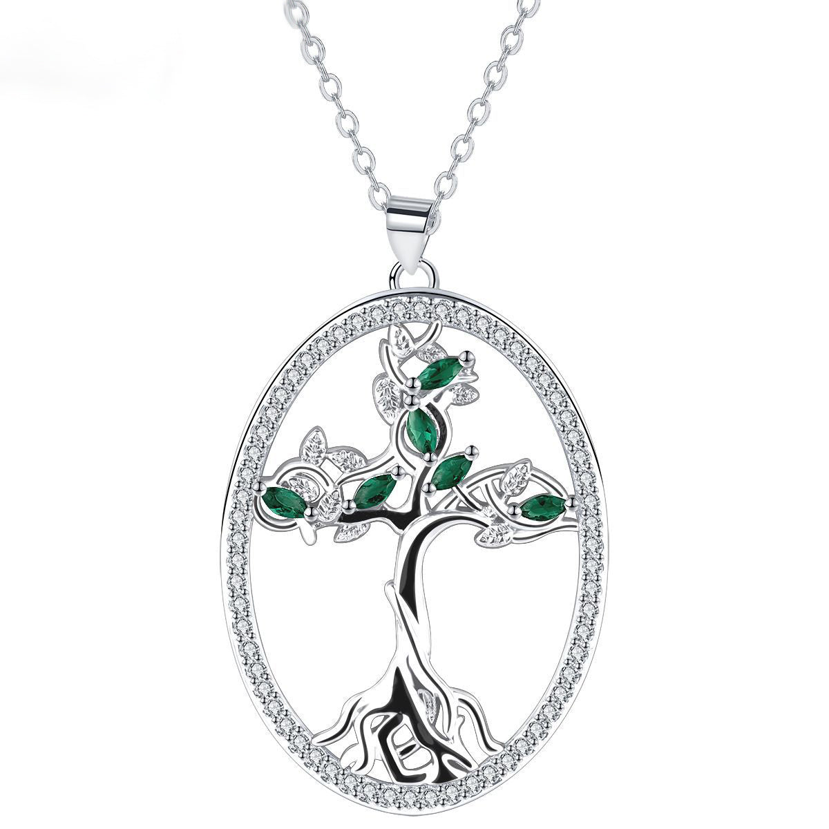 Copper With Silver Plated Cross Tree of Life Pendant Necklace