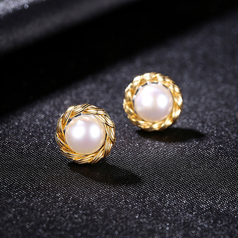 925 Sterling Silver Natural Pearl Drop Earrings Fashion Jewelry Gift for Women Girls