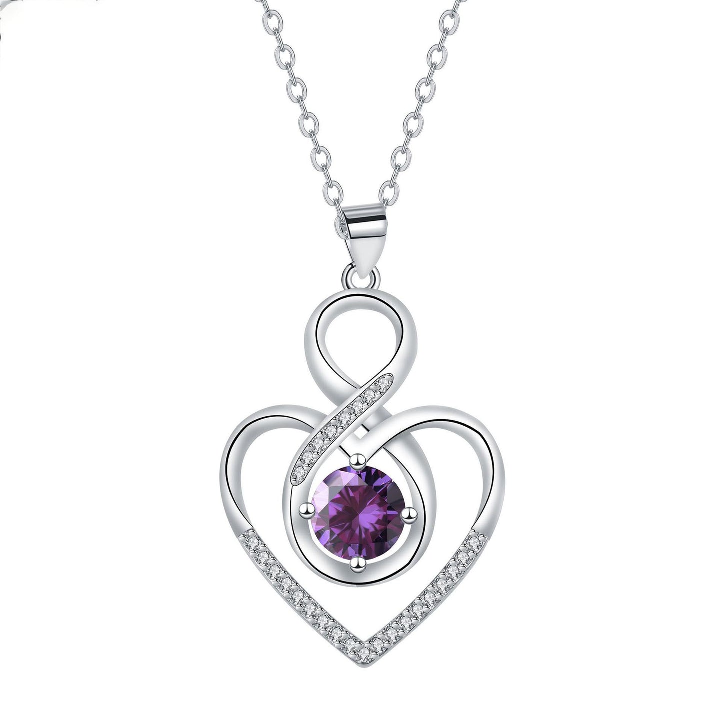 Copper With Silver Plated Heart Infinity Pendant Necklace