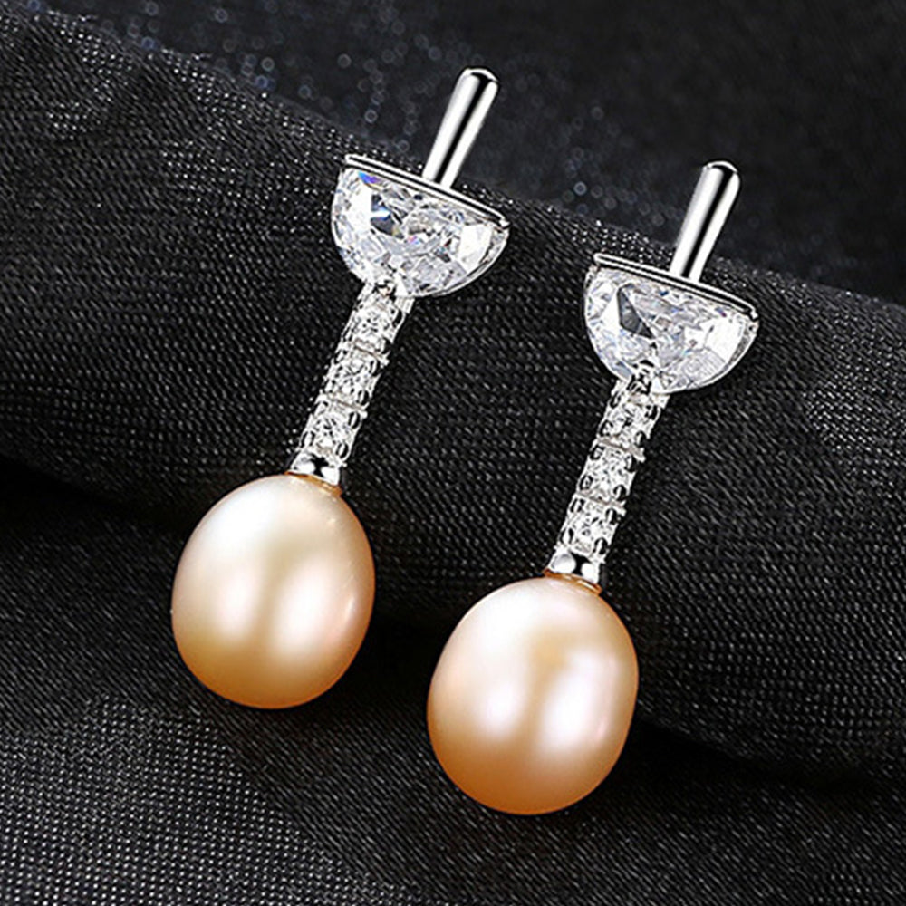 925 Sterling Silver Natural Pearl Drop Earrings Fashion Jewelry Gift for Women Girls