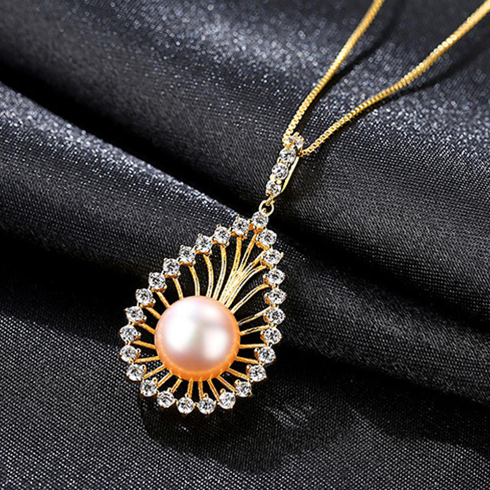 925 Sterling Silver Natural Pearl Drop Necklace Fashion Jewelry Gift for Women Girls