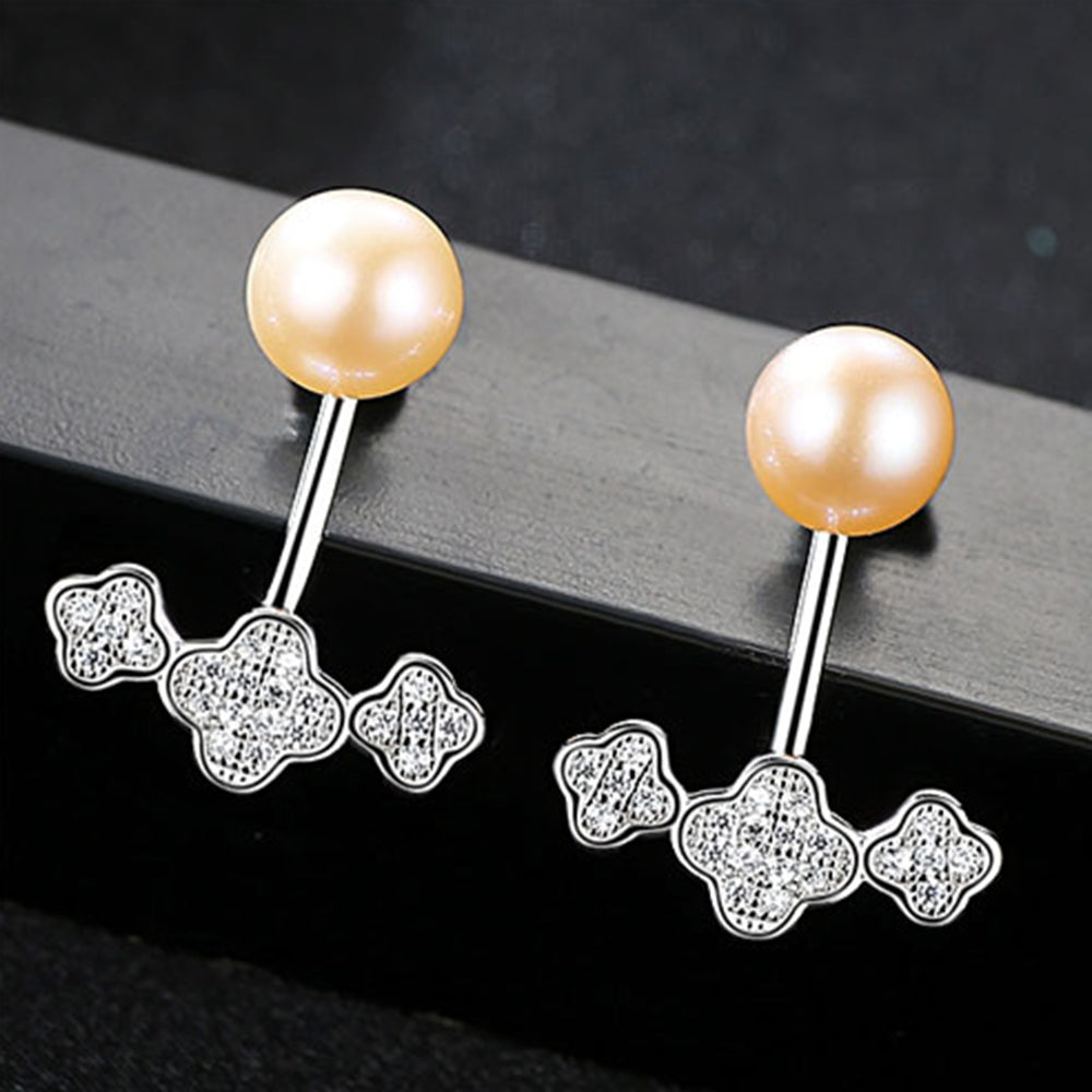 925 Sterling Silver Natural Pearl Drop Earrings Fashion Jewelry Gift for Women Girls