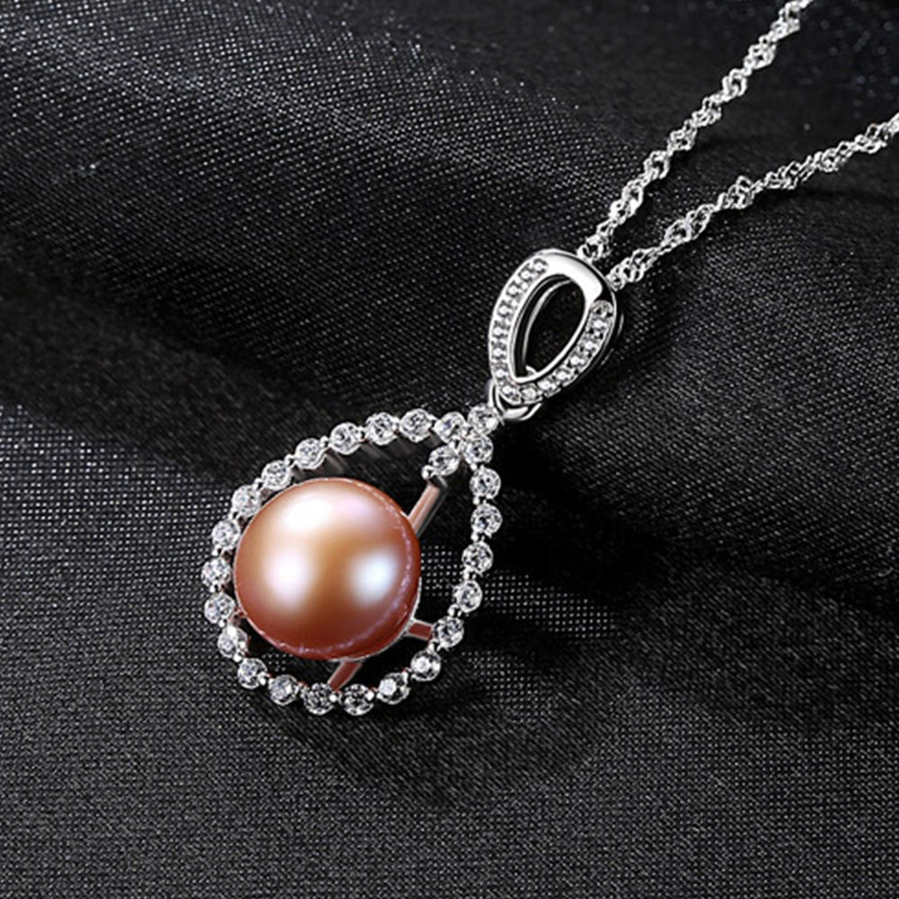 925 Sterling Silver Natural Pearl Drop Necklace Fashion Jewelry Gift for Women Girls