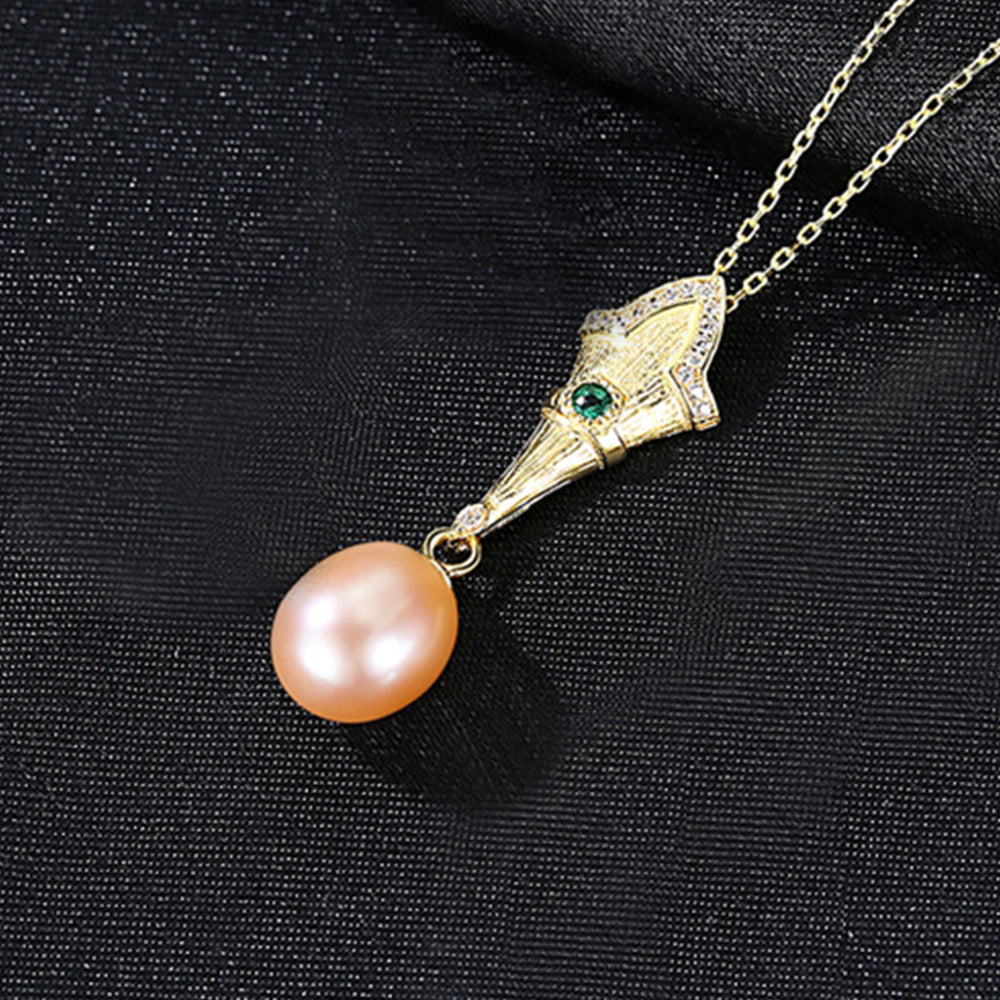 925 Sterling Silver Natural Pearl Drop Necklace Fashion Jewelry Gift for Women Girls