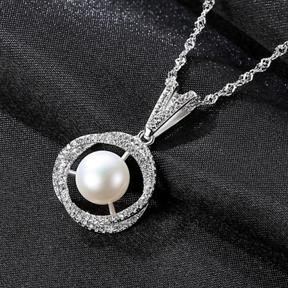 925 Sterling Silver Natural Pearl Drop Necklace Fashion Jewelry Gift for Women Girls
