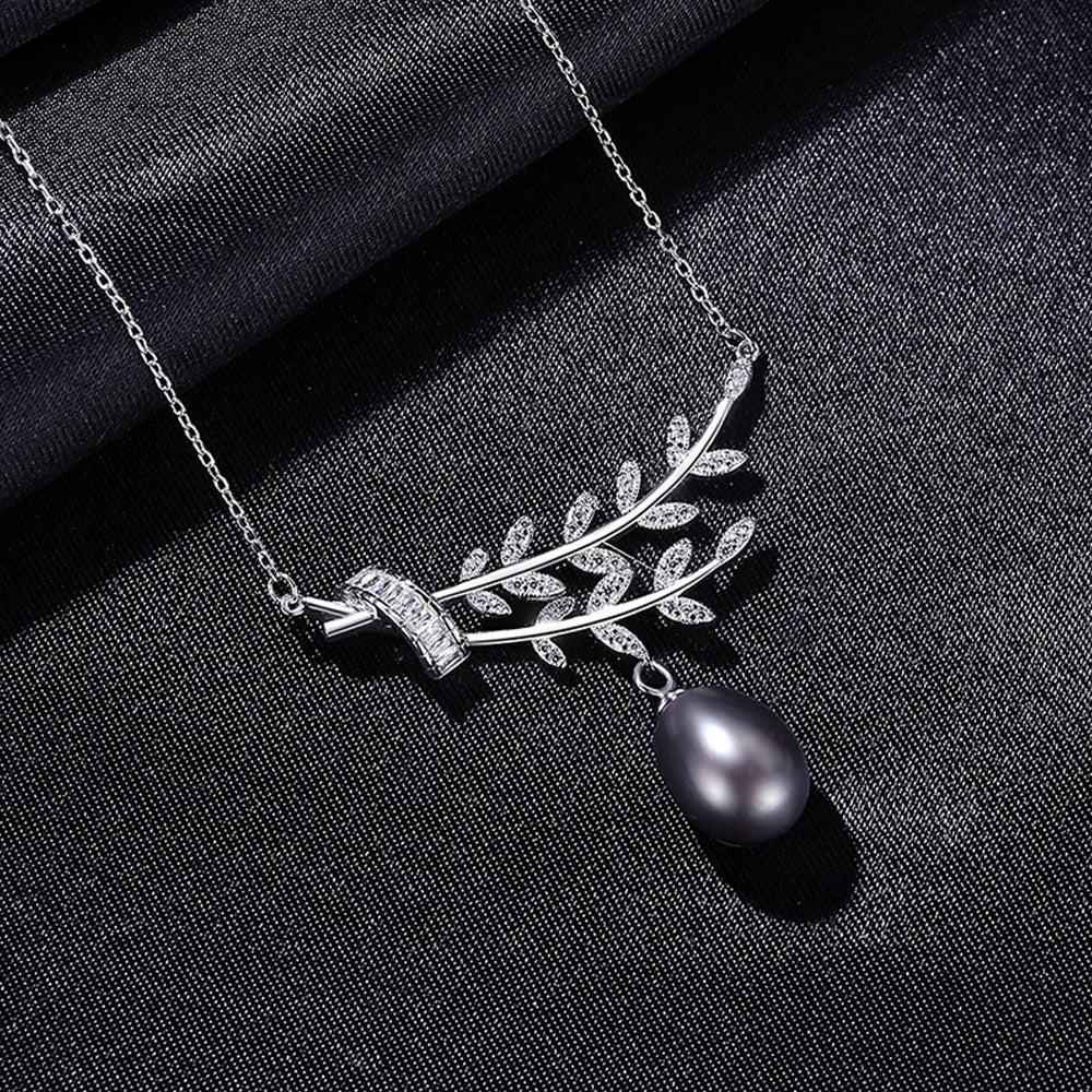 925 Sterling Silver Natural Pearl Drop Necklace Fashion Jewelry Gift for Women Girls