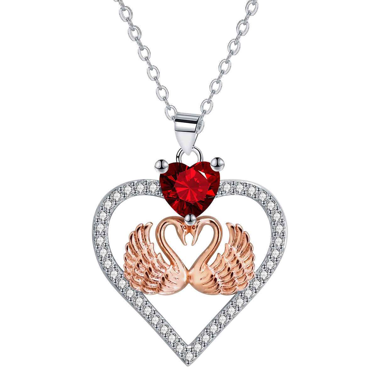 Copper With Silver/Rosegold Plated Heart Pendant Necklace