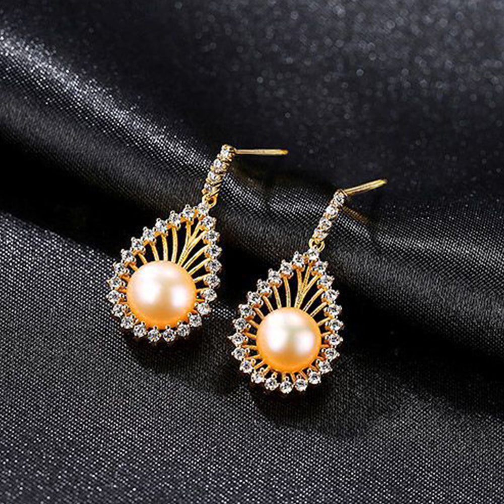 925 Sterling Silver Natural Pearl Drop Earrings Fashion Jewelry Gift for Women Girls