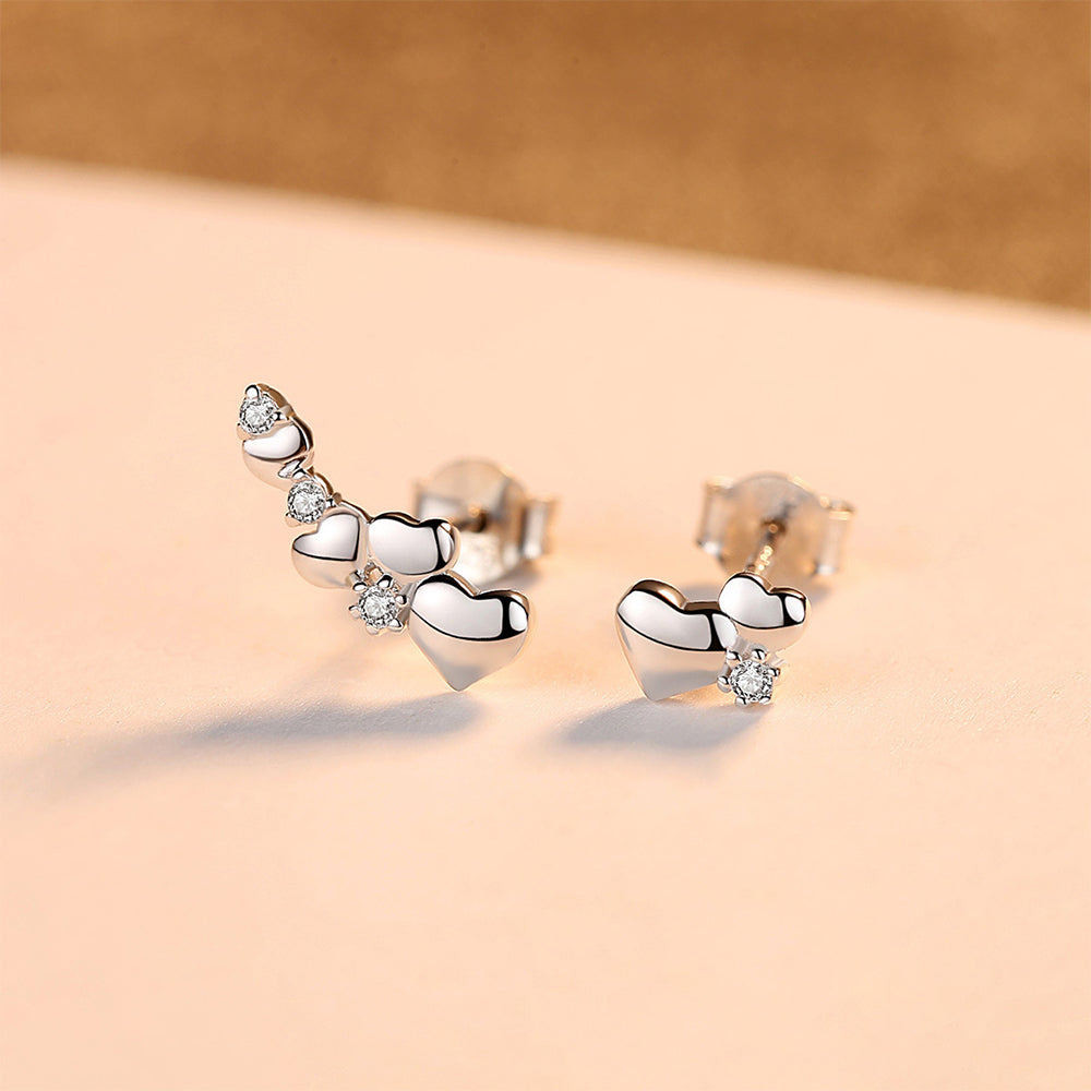 925 Sterling Silver Heart Earrings Fashion Jewelry Gift for Women Girls