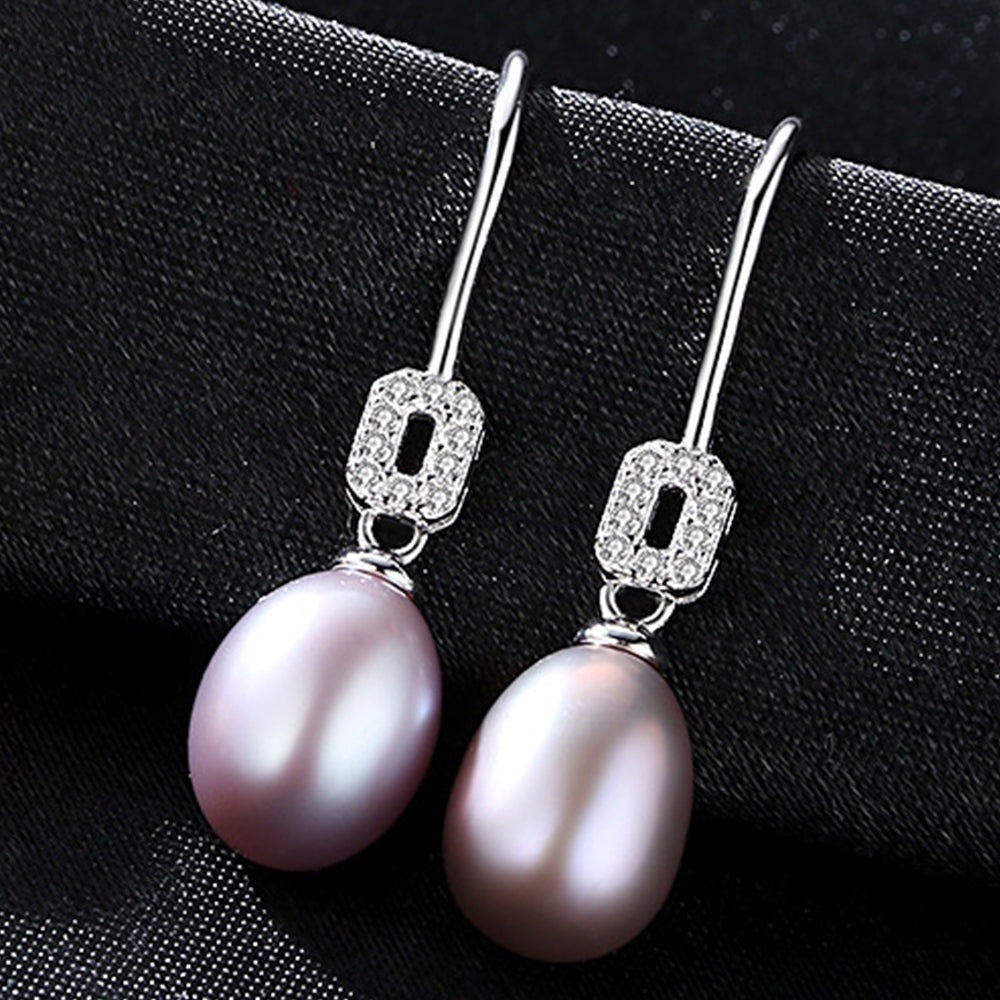 Pendientes de gancho con perla natural de plata de ley 925, joyería de moda, regalo para mujeres y niñas.