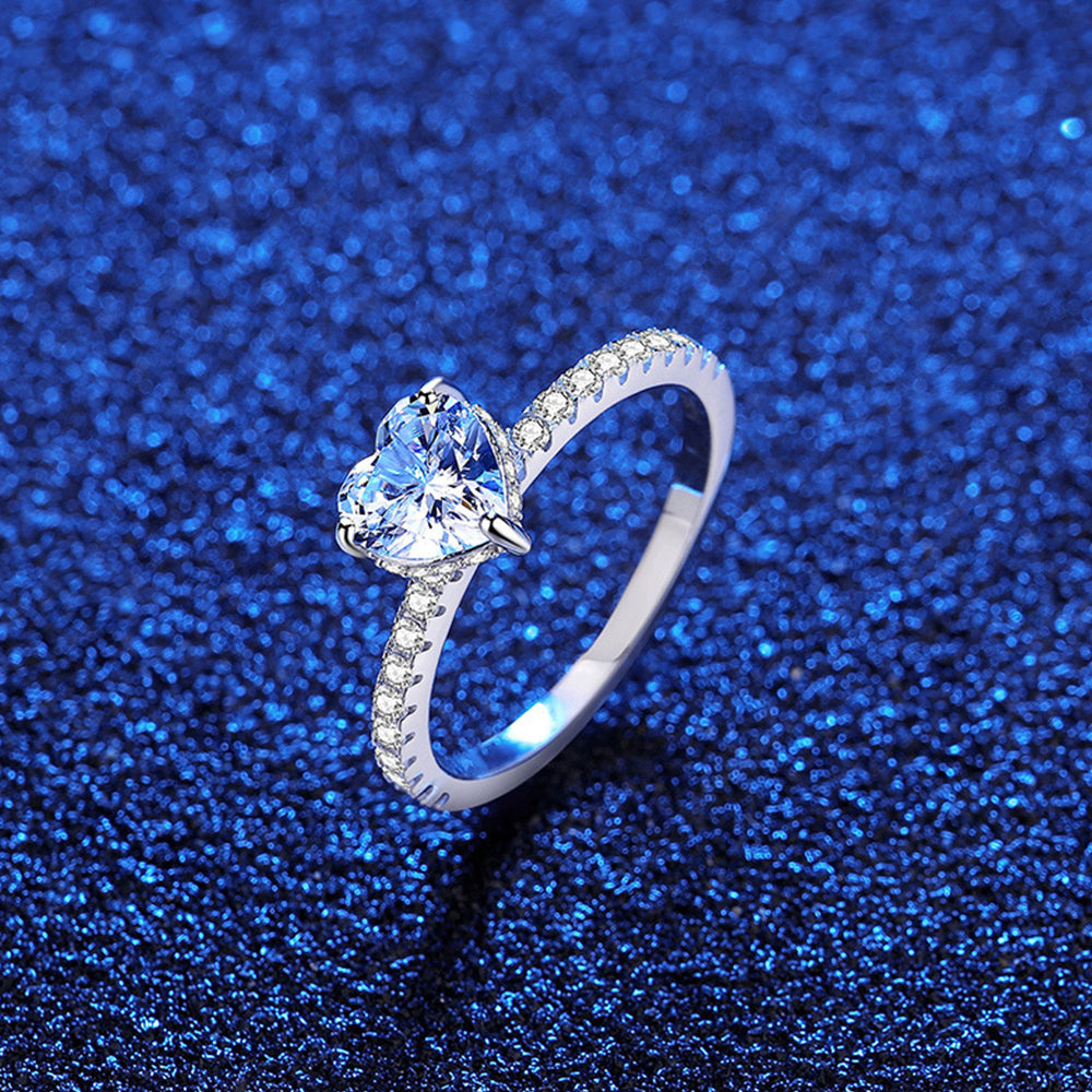 925 Sterling Silver Heart Ring Fashion Jewelry Gift for Women Girls