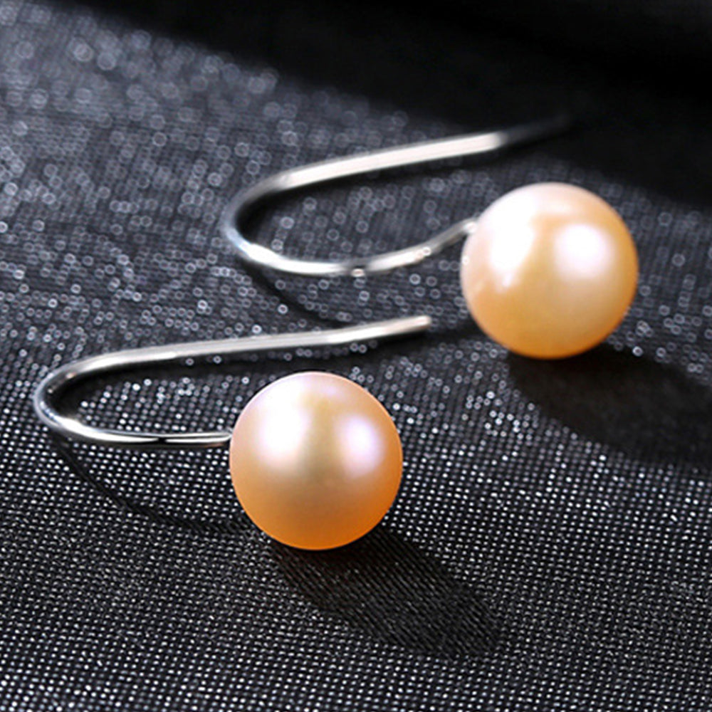 925 Sterling Silver Natural Pearl Long Drop Earrings Fashion Jewelry Gift for Women Girls