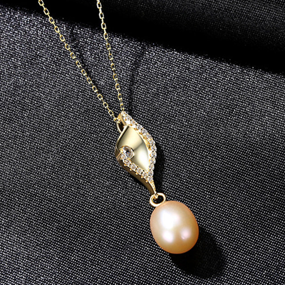 925 Sterling Silver Natural Pearl Drop Necklace Fashion Jewelry Gift for Women Girls