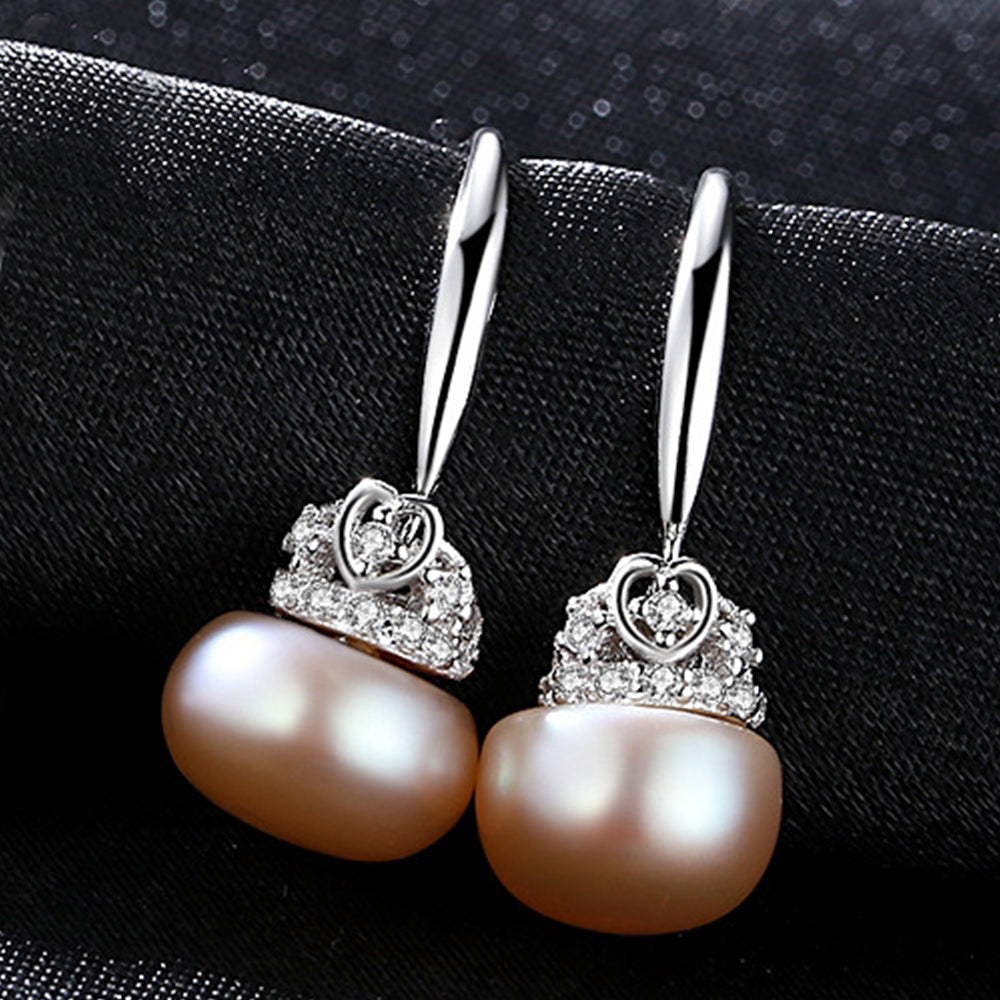 Pendientes colgantes de perla natural de plata de ley 925, joyería de moda, regalo para mujeres y niñas.